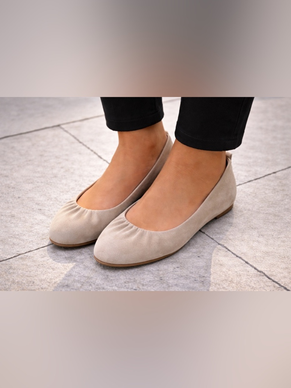 J.Crew Cece Flats Ballet Shoes Neutral Beige Suede Made In Italy Size US 8